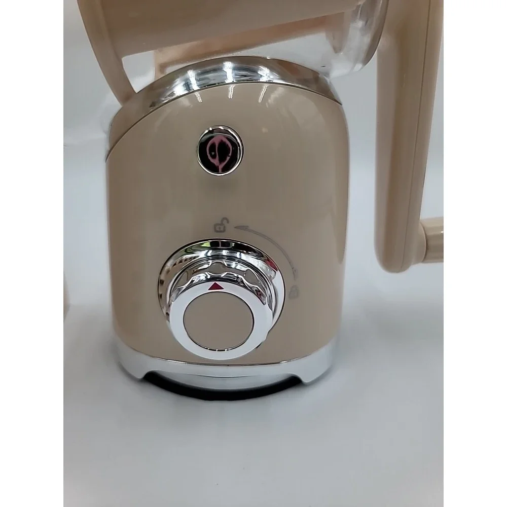 Manual Rotary Cheese Vegetable Grater Shredder Suction Base & 12 Blades Beige